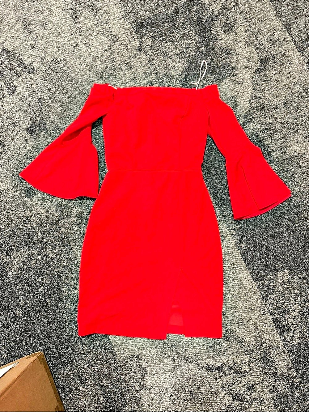 ABS by Allen Schwartz Red Bell Sleeve Midi Dress Size XS Like New